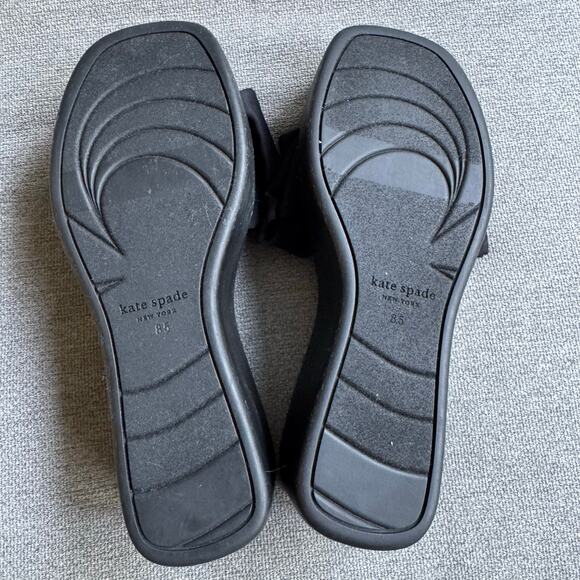 Kate Spade Bikini Bow Platform Wedges Slip-on Sandal Black Women's Sz 8.5 - Picture 10 of 11